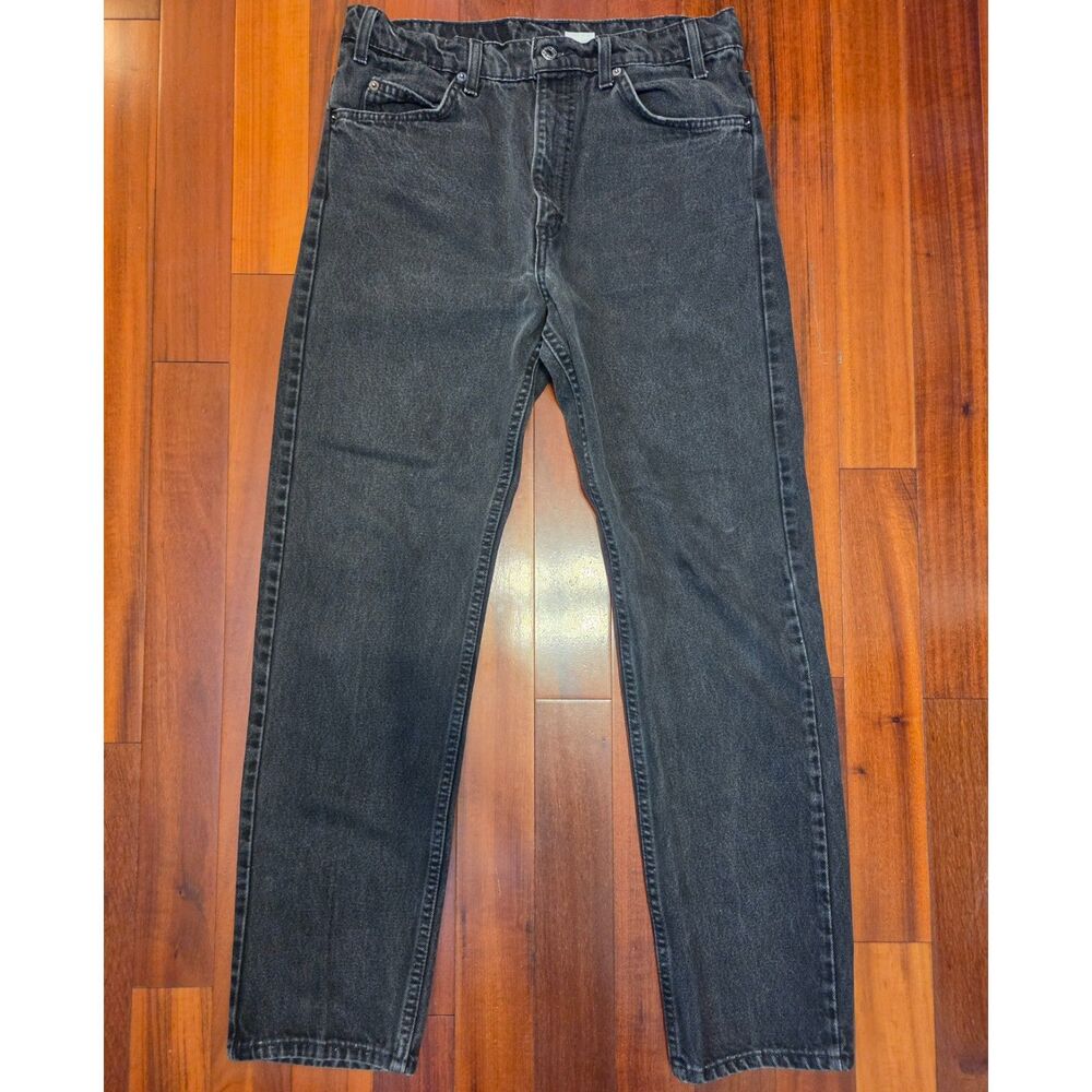 Vintage 1995 Levi's 505 Orange Tab Jeans 34x30 Black Faded Reg Fit Straight USA